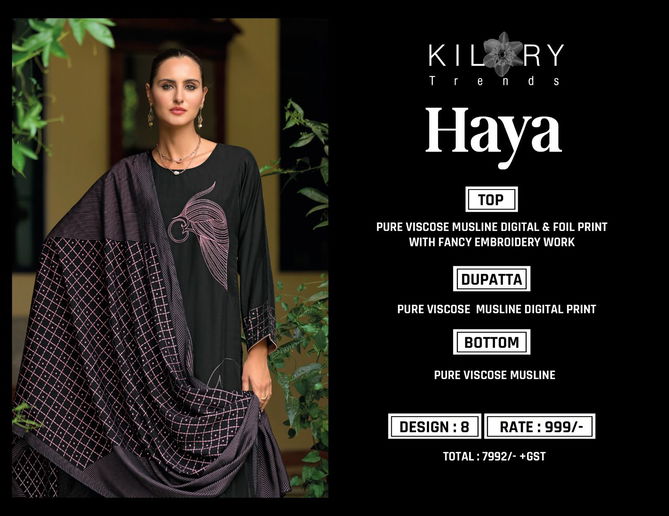 Haya By Kilroy Viscose Muslin Digital Printed Dress Material Wholesale Shop In Surat
